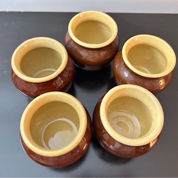 Circa 1930’s Heinz 57 Yellow Ware Brown Glaze Bean Pot Lot of 5 Pieces - Picture 3 of 15